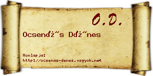 Ocsenás Dénes névjegykártya